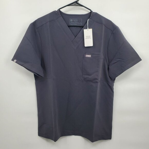 Figs Leone Three Pocket Scrubs Top Men Size Large NWT Short Sleeve V Neck - Picture 1 of 10